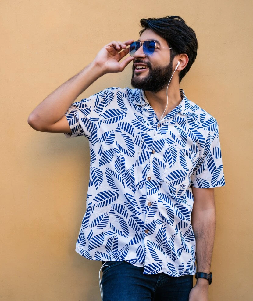 White Floral Print Casual Shirt